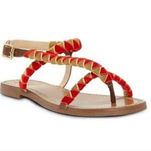 Vince Camuto Raminta Leather Sandal in Red & Gold Size 9.5